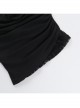 Slim Sexy Black Lace Splicing Off Shoulder Sway Collar Gothic Style Dark Short Sleeves Top