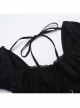 Elegant Retro Square Neck Palace Style Black Slim Backless Gothic Style Puff Short Sleeves Dress