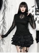 Sexy Slightly Transparent Black Mesh Splicing Cross Decoration Gothic Style Slim Long Sleeves Top