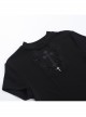 Dark Sexy Slim Black Lace Splicing Cross Pattern Decoration Gothic Style Versatile Short Sleeves Top