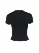 Dark Sexy Slim Black Lace Splicing Cross Pattern Decoration Gothic Style Versatile Short Sleeves Top