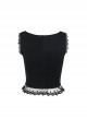 Sexy Slim Black Lace Splicing Gothic Style Waist Strap Versatile Vest