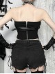 Dark Style Black Sexy Street Hottie Y2k Personality Cross Strap Design Gothic Style Tube Top