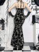 Elegant Sexy Slim Black Retro Bronzing Velvet Gothic Style Suspender Dress
