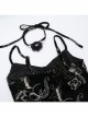 Elegant Sexy Slim Black Retro Bronzing Velvet Gothic Style Suspender Dress
