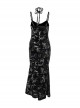Elegant Sexy Slim Black Retro Bronzing Velvet Gothic Style Suspender Dress