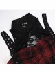 Dark Style Sexy Slim Red Plaid Lace Splicing Gothic Style Daily Versatile Suspender Dress