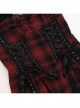 Dark Style Sexy Slim Red Plaid Lace Splicing Gothic Style Daily Versatile Suspender Dress