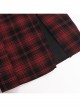 Dark Style Sexy Slim Red Plaid Lace Splicing Gothic Style Daily Versatile Suspender Dress