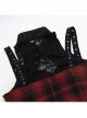 Dark Style Sexy Slim Red Plaid Lace Splicing Gothic Style Daily Versatile Suspender Dress