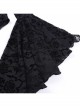 Retro Elegant Slim Black Dark Pattern Flocking Gothic Style Flared Long Sleeves Top