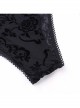 Retro Elegant Slim Black Dark Pattern Flocking Gothic Style Flared Long Sleeves Top