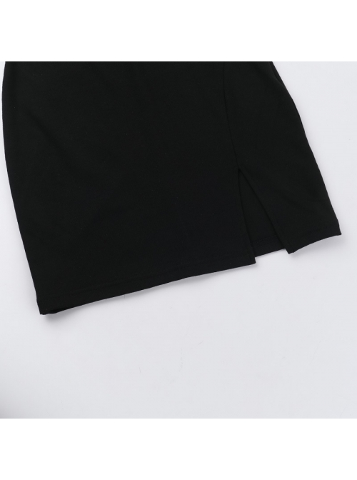 Elegant Slim Sexy Embroidered Cross Hollow Gothic Style New Chinese Style Short Sleeves Dress