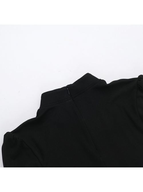 Elegant Slim Sexy Embroidered Cross Hollow Gothic Style New Chinese Style Short Sleeves Dress