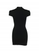 Elegant Slim Sexy Embroidered Cross Hollow Gothic Style New Chinese Style Short Sleeves Dress
