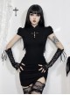 Elegant Slim Sexy Embroidered Cross Hollow Gothic Style New Chinese Style Short Sleeves Dress