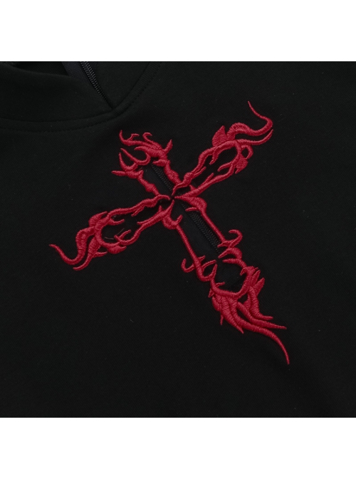 Elegant Slim Sexy Embroidered Cross Hollow Gothic Style New Chinese Style Short Sleeves Dress