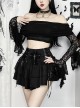 Dark Sexy Lace Splicing One Shoulder Gothic Style Versatile Long Flared Sleeve Tube Top