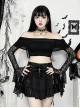 Dark Sexy Lace Splicing One Shoulder Gothic Style Versatile Long Flared Sleeve Tube Top