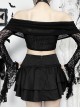 Dark Sexy Lace Splicing One Shoulder Gothic Style Versatile Long Flared Sleeve Tube Top
