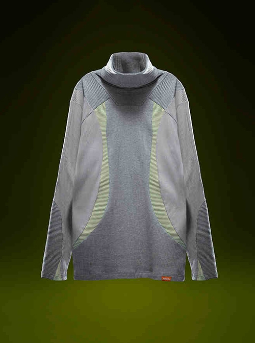 High Elastic Slim Fit Color Matching Autumn Winter Cyberpunk High Collar Long Sleeves Bottoming Shirt