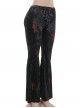 Dark Style Black Velvet Personality Cross Embroidery Design Gothic Style Slim Bell Bottom Pants