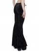 Dark Style Black Velvet Personality Cross Embroidery Design Gothic Style Slim Bell Bottom Pants