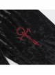 Dark Style Black Velvet Personality Cross Embroidery Design Gothic Style Slim Bell Bottom Pants