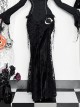 Elegant Dark Style Black Velvet Lace Splicing Romantic Three-Dimensional Rose Gothic Style Slim Skirt