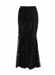Elegant Dark Style Black Velvet Lace Splicing Romantic Three-Dimensional Rose Gothic Style Slim Skirt