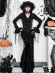 Elegant Dark Style Black Velvet Lace Splicing Romantic Three-Dimensional Rose Gothic Style Slim Skirt