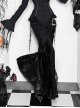 Elegant Dark Style Black Velvet Lace Splicing Romantic Three-Dimensional Rose Gothic Style Slim Skirt