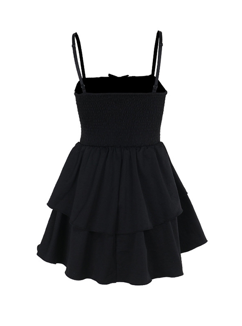 Sexy Dark Style Black Lace Splicing Bowknot Metal Cross Decoration Gothic Style Suspender Dress