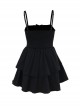 Sexy Dark Style Black Lace Splicing Bowknot Metal Cross Decoration Gothic Style Suspender Dress