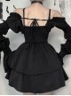 Sexy Dark Style Black Lace Splicing Bowknot Metal Cross Decoration Gothic Style Suspender Dress