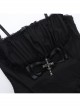 Sexy Dark Style Black Lace Splicing Bowknot Metal Cross Decoration Gothic Style Suspender Dress