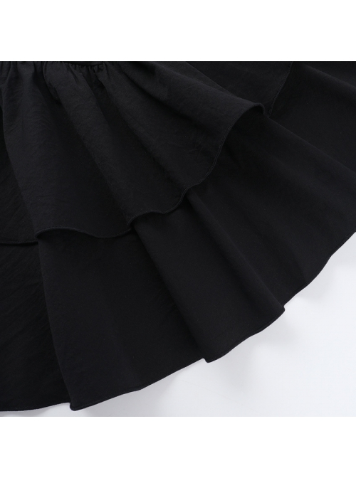 Sexy Dark Style Black Lace Splicing Bowknot Metal Cross Decoration Gothic Style Suspender Dress