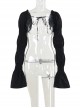 Dark Retro Style Black Ruffled Edge Embellished Gothic Style Bubble Long Sleeves Shawl