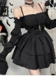 Dark Retro Style Black Ruffled Edge Embellished Gothic Style Bubble Long Sleeves Shawl
