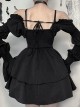 Dark Retro Style Black Ruffled Edge Embellished Gothic Style Bubble Long Sleeves Shawl