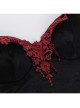 Elegant Sexy Black Velvet Red Embroidered Roses Decorated Gothic Style Suspender Halter Neck Top