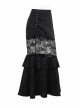 Sexy Elegant Black Hollow Lace Splicing Exquisite Dark Pattern Gothic Style Slim Skirt