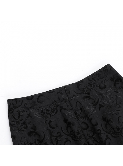 Sexy Elegant Black Hollow Lace Splicing Exquisite Dark Pattern Gothic Style Slim Skirt