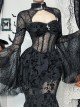 Sexy Slightly Transparent Black High Collar Spider Web Mesh Gothic Style Flared Long Sleeves Shawl