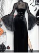 Sexy Slightly Transparent Black High Collar Spider Web Mesh Gothic Style Flared Long Sleeves Shawl