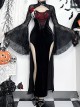 Sexy Elegant Black Spider Web Mesh Splicing Skull Rose Decoration Gothic Style Slim Suspender Dress