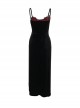 Sexy Elegant Black Spider Web Mesh Splicing Skull Rose Decoration Gothic Style Slim Suspender Dress