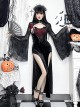 Sexy Elegant Black Spider Web Mesh Splicing Skull Rose Decoration Gothic Style Slim Suspender Dress