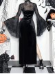 Sexy Elegant Black Spider Web Mesh Splicing Skull Rose Decoration Gothic Style Slim Suspender Dress