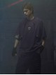 Dust Purple Cotton Old Texture Cyberpunk Street Loose Washed Double Shoulder Armor Short Sleeves T-shirt